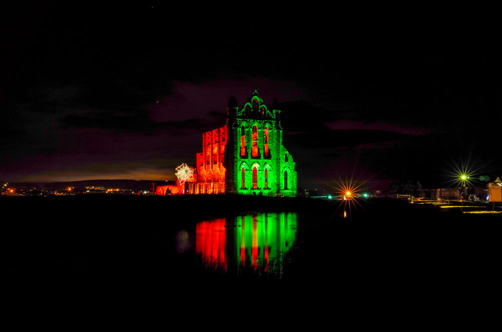 A long exposure night shot at Whitby Abbey during the Goth Week illuminations for Halloween in October 2017. This was one of my early experiments in night photography with the new Leica X